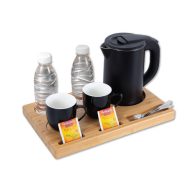 Ξενοδοχειακό σετ καλωσορίσματος PRWT-50085 Primo 0.8L 1200W με Ανοξείδωτο Cool touch Μαύρο βραστήρα & Ξύλινη βάση