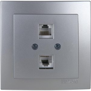 Ασημί πρίζα δικτύου CAT6  διπλή