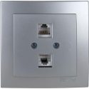 Ασημί πρίζα δικτύου RJ45-CAT5-RJ11