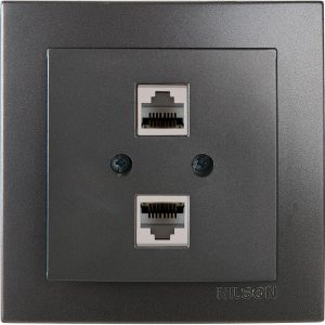 Ανθρακί πρίζα δικτύου CAT6  διπλή