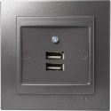 Ανθρακί πρίζα USB διπλή GEYER 24161081