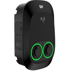 2*11kW Nano Series Black Type 2 Socket, Wi-Fi (2.4GHz) + Ethernet + 4G + Βluetooth + RFID + APP, OCPP 1.6 Json 2 RCDs and 2 Meters MID