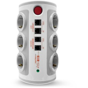 Πολύπριζο 6 θέσεων με διακόπτη 2 USB 1A  RJ11 RJ45