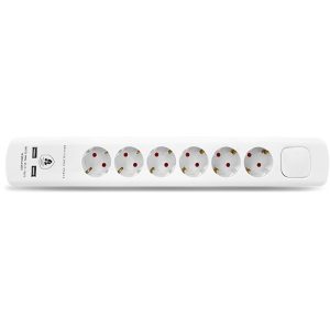 Πολύπριζο 6 θέσεων διακόπτη 2 USB