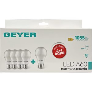 Λάμπα LED Κλασική A60 9.5W E27 4000K 1055lm 4+1 ΔΩΡΟ