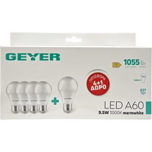 Λάμπα LED Κλασική A60 9.5W E27 3000K 1055lm 4+1 ΔΩΡΟ
