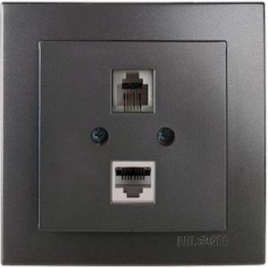 Ανθρακί πρίζα δικτύου RJ45-CAT5-RJ11