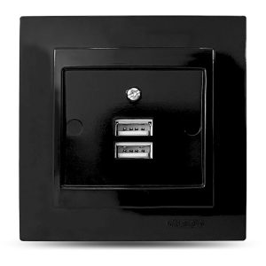 Μαύρη πρίζα USB διπλή GEYER 24221081