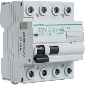 Ρελέ διαρροής 4P 100A 300mA Τύπος AC