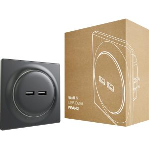 FIBARO Χωνευτή πρίζα USB (Ανθρακί) - Σειρά Walli